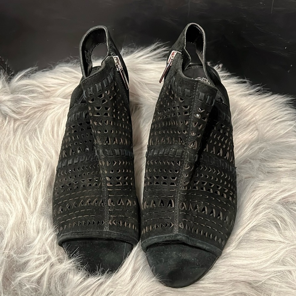 Vince Camuto black caged chunky heels size 6.5